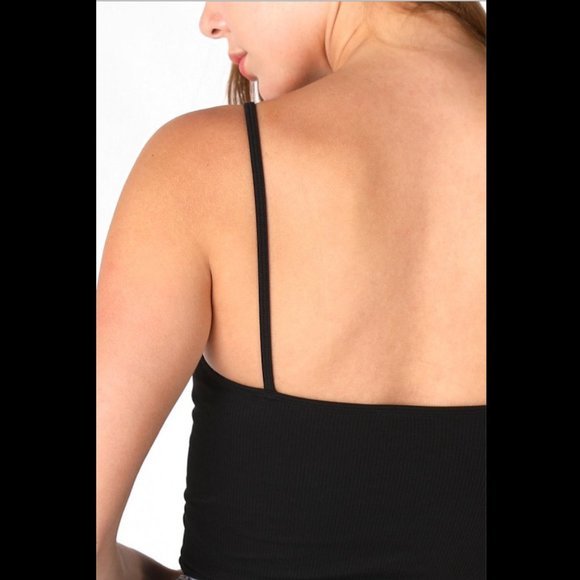 New Black Super Comfortable Relaxed Fit Ribbed Crop Top - Picture 4 of 4